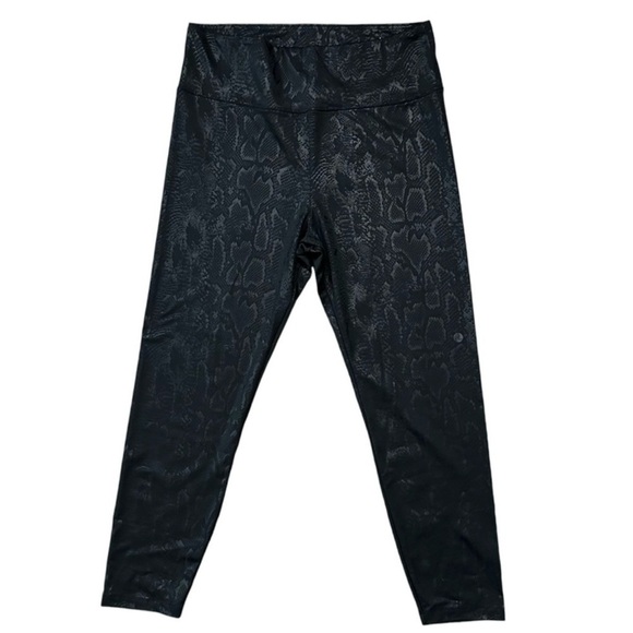 American Eagle Black Snake Print High Rise Faux Leather Two Tone Leggings Sz XL - Picture 1 of 11